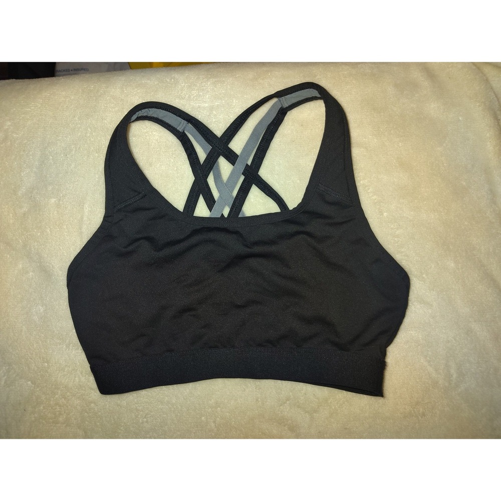 Avia Womens Black Strappy Crisscross Back‎ Sports Bra AVV13 Size Small 4-6